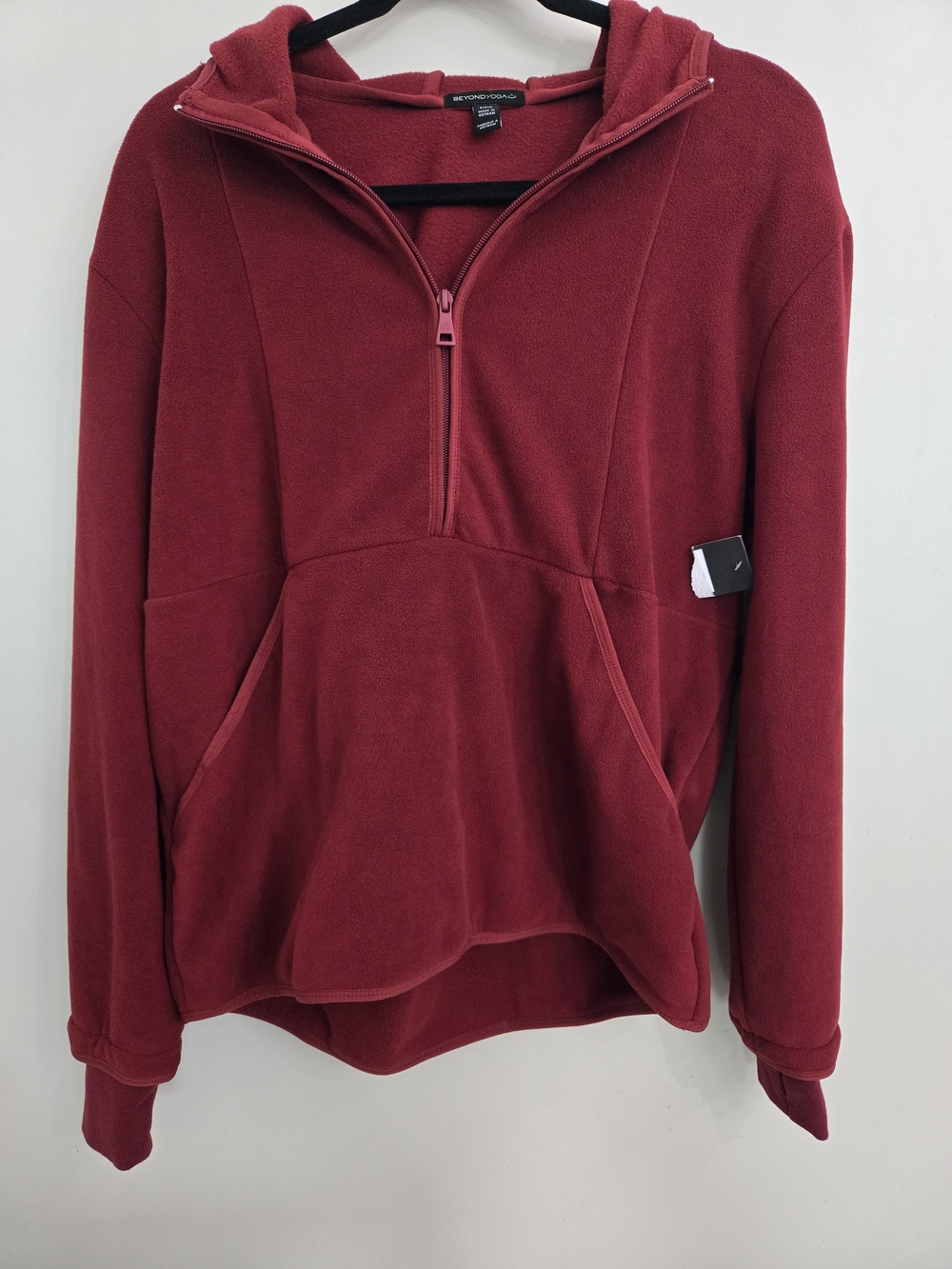 Beyond Yoga Urban Explorer Half-Zip Hooded Fleece Pullover in Burgundy Small